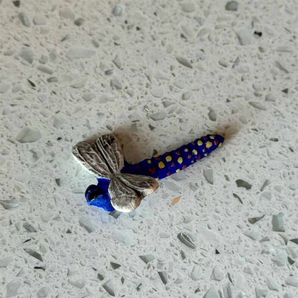 Peruvian Dragonfly Bead Blue Yellow Red Bag Charm Handcrafted Handpainted